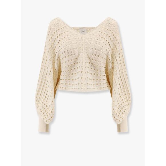 Nude Women Perforated Cotton Sweater